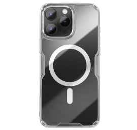 nillkin Nature Pro Magnetinis Dėklas Su magsafe Iphone 16 - Skaidrus Ir Baltas
