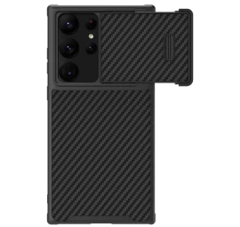 nillkin Sintetinio Pluošto S Dėklas samsung Galaxy S23 Ultra Black Fotoaparato Dangtelis