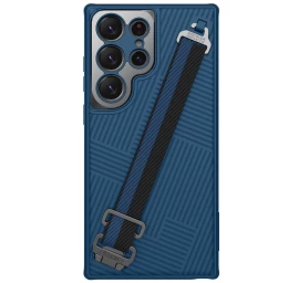 Nillkin Strap Case For Samsung Galaxy S23 Ultra šarvuotas Dėklas Su Riešo Dirželiu Mėlynos Spalvos