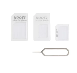 Noosy Nano Micro Sim Kortelės Adapterio Rinkinys + Raktas, Baltas