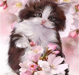 Norimpex Diamond mosaic  - Kitten in flowers