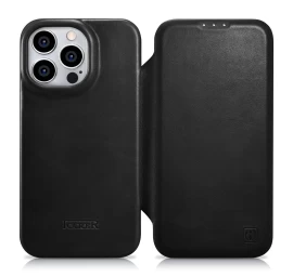 Odinis Dėklas Iphone 14 Pro Su Magnetiniu Atvartu Magsafe Ce Oil Wax Premium Leather Juodas
