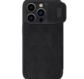 Odinis Dėklas Su Kameros Dangteliu, Skirtas Iphone 15 Pro Max Nillkin Qin Pro Leather - Juodas