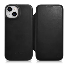 Odinis Iphone 14 Dėklas Su Magnetiniu Atvartu Magsafe Ce Oil Wax Premium Leather Juodas
