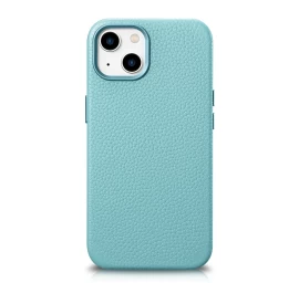 Odinis iphone 14 Plus Magnetinis Dėklas Su Magsafe Litchi Premium Leather Case žalias