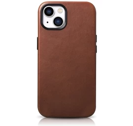 Odinis Iphone 14 Plus Magnetinis Dėklas Su Magsafe Oil Wax Premium Leather Case Rudos Spalvos