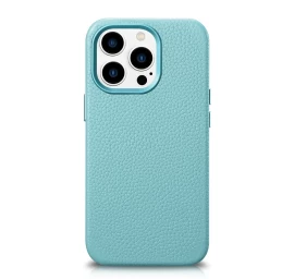 Odinis iphone 14 Pro Max Magnetinis Dėklas Su Magsafe Litchi Premium Leather Case žalias
