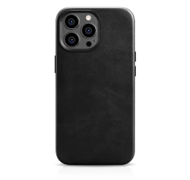 Odinis iphone 14 Pro Max Magnetinis Dėklas Su magsafe Oil Wax Premium Leather Case Juodas