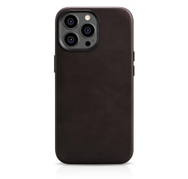 Odinis iphone 14 Pro Max Magnetinis Dėklas Su Magsafe Oil Wax Premium Leather Case Rudos Spalvos