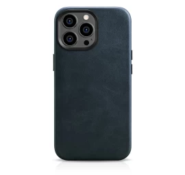 Odinis iphone 14 Pro Max Magnetinis Dėklas Su magsafe Oil Wax Premium Leather Case Tamsiai Mėlynas