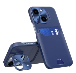 Odinis Stovo Dėklas Iphone 14 Kortelių Piniginei Su Stovu, Mėlynos Spalvos