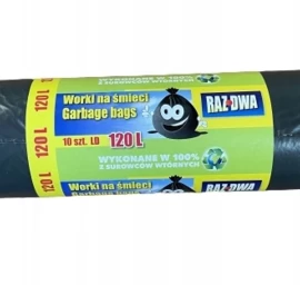 One Two, 120l šiukšlių Maišai, Juodi, 10 Vnt.