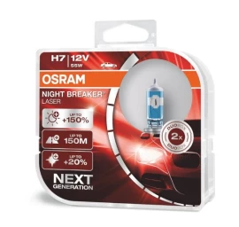 Osram lemputės Night Breaker Laser,+150%, H7, 55W,2 vnt, DUO O6421