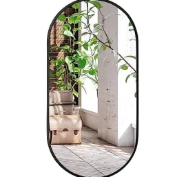 Ovalus Veidrodis 80x40 Cm Juodas Rėmas