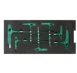 Padėklas. Šešiakampių T formos raktų rinkinys 7vnt.