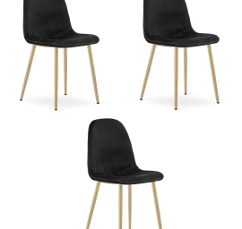 Padva Kėdė - Juodas Aksomas / ąžuolinės Kojos X 3