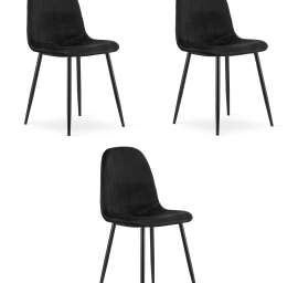 Padva Kėdė - Juodas Aksomas / Juodos Kojos X 3