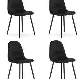 Padva Kėdė - Juodas Aksomas / Juodos Kojos X 4