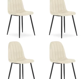 Padva Kėdė - šviesiai Smėlio Spalvos Aksomas / Juodos Kojos X 4