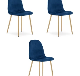 Padva Kėdė - Tamsiai Mėlynas Aksomas / ąžuolo Kojos X 3