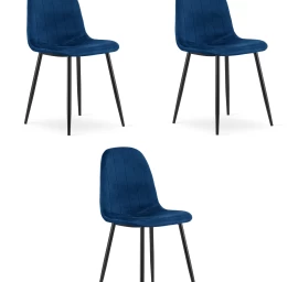 Padva Kėdė - Tamsiai Mėlynas Aksomas / Juodos Kojos X 3