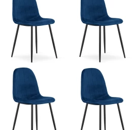 Padva Kėdė - Tamsiai Mėlynas Aksomas / Juodos Kojos X 4