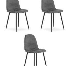 Padva Kėdė - Tamsiai Pilkas Aksomas / Juodos Kojos X 3