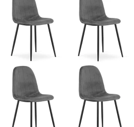 Padva Kėdė - Tamsiai Pilkas Aksomas / Juodos Kojos X 4