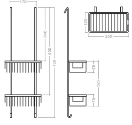 Pakabinama lentynėlė SHELF UNI 750x250 mm, chromas