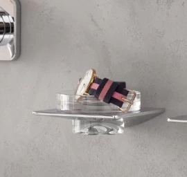 Pakabinama stiklinė muilinė su laikikliu Emco ART chromas 163000101