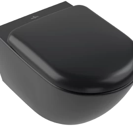 Pakabinamas unitazas VILLEROY &amp; BOCH Antao Rimless TwistFlush, 37x56 cm, juodas CeramicPlus, 4674T0R7