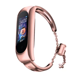 Pakaitinis Metalinis Apyrankės Grandinėlės Dirželis, Skirtas Xiaomi Mi Band 6 / 5 / 4 / 3 Rožinės Spalvos