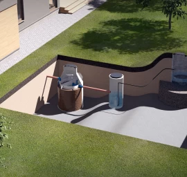 Aukšti gruntiniai vandenys. Pakėlimo stotelė, infiltracija per šulinį į gruntą