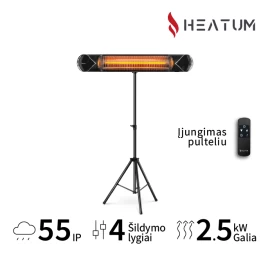 Pastatomas Infraraudonųjų spindulių šildytuvas Heatum H2500R CORE BLACK su trikoju stovu