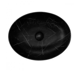 Pastatomas praustuvas RIHO Marmic Oval 52x39,5 juodas matinis W031001M01