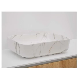 Pastatomas praustuvas Riho Slate 52x39 cm, baltas marmuras