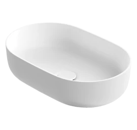 Pastatomas Xonyx™ lieto akmens praustuvas Balteco NEO O 56x36x14 cm, baltas matinis