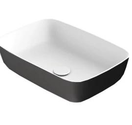 Pastatomas Xonyx™ lieto akmens praustuvas Balteco NEO R 54x38x14 cm, juodai dažyta išore