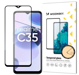 Patvarus 9h Viso Ekrano Grūdintas Stiklas Realme C35 Su case Friendly Rėmeliu, Juodas