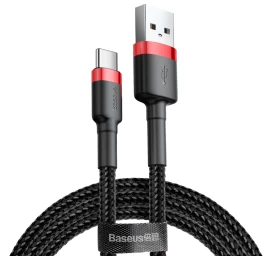 Patvarus Lankstus Kabelis Usb-c Qc3.0 2a 2m Juodai Raudonas Usb-c Kabelis