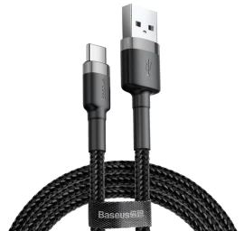 Patvarus Lankstus Kabelis Usb-c Qc3.0 3a 1m Usb Kabelis Juodai Pilkos Spalvos