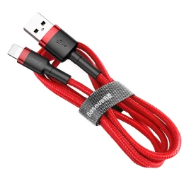Patvarus Lankstus Usb Kabelis Iphone Lightning Qc3.0 2.4a 1m Raudonas