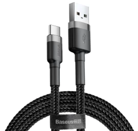Patvarus Nailoninis Usb-c 2a 3m Usb Kabelis Juodai Pilkos Spalvos