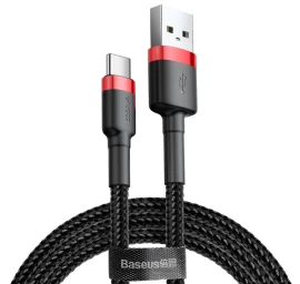 Patvarus Nailoninis Usb-c Qc3.0 2a 3m Juodas/raudonas Kabelis