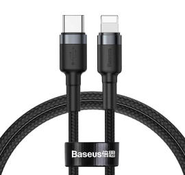 Patvarus Nailono Kabelis Usb-c Pd Iphone Lightning 18w Qc3.0 1m Juodai Pilkas