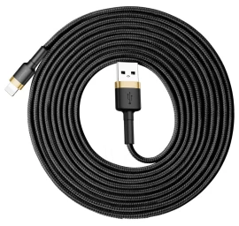 Patvarus Nailono Kabelis Usb Kabelis Iphone Lightning Qc3.0 2a 3m Juodai Auksinis