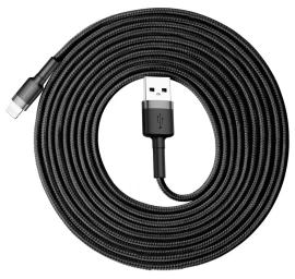 Patvarus Nailono Kabelis Usb Kabelis Iphone Lightning Qc3.0 2a 3m Juodai Pilkas