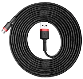 Patvarus Nailono Kabelis Usb Microusb 2a 3m Juodai Raudonas