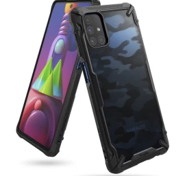 Patvarus Sustiprintas Galaxy M51 Fusion X Camo Telefono Dėklas Juodos Spalvos