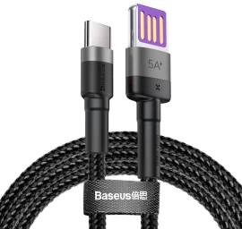 Patvarus Usb-c Kabelis Usb-c 40w Quick Charge 3.0 Qc 3.0 1 M Pilkai Juodas